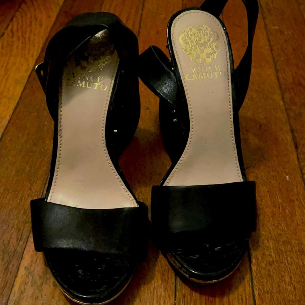 3 inches studded heels. Lightly worn.